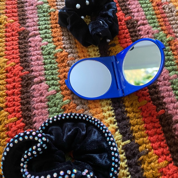 2 Black Hair Scrunchies and a mini compact mirror. - Picture 5 of 9